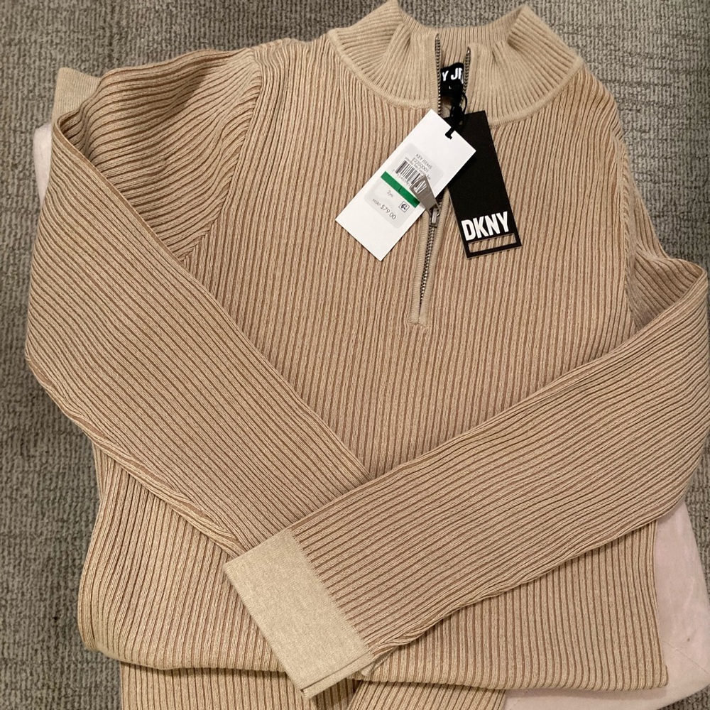 DKNY Women's Beige Cowl Neck Sweater